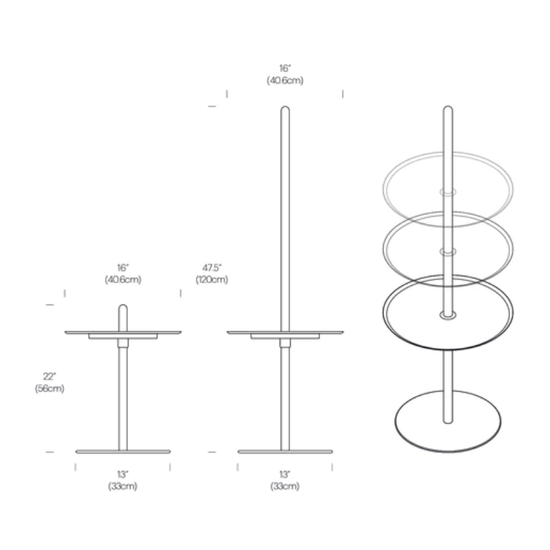 The dimensions for the Nivél Pedestal from Pablo Designs.