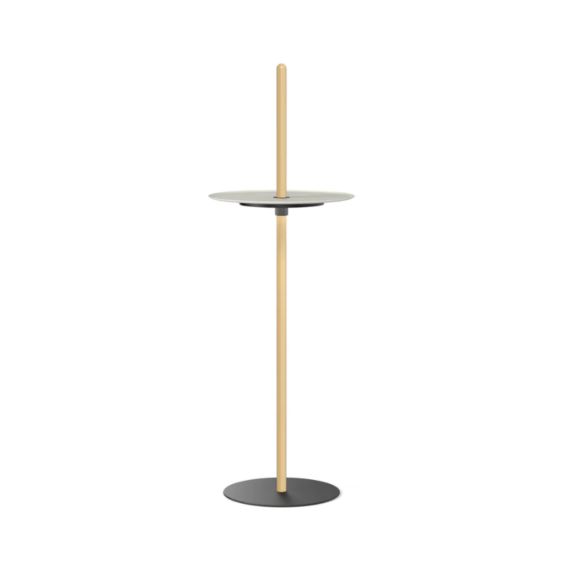 The large Nivél Pedestal from Pablo Designs with the oak post and white tray.