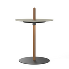 The small Nivél Pedestal from Pablo Designs with the walnut post and white tray.