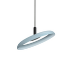 The 15" (small) Nivél Pendant from Pablo Designs with the black cord and slate blue shade.