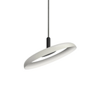 The 15" (small) Nivél Pendant from Pablo Designs with the black cord and white shade.