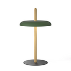 The Nivél Table from Pablo Designs with an oak post and forest shade.