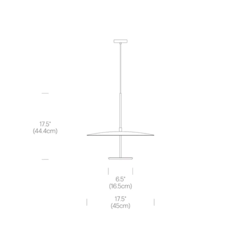 The dimensions for a 18 inch Pablo Designs Sky Dome Metal.