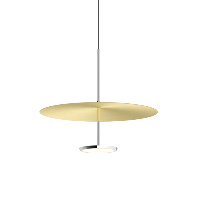 The Sky Dome Metal from Pablo Designs in Polished Aluminum and Brushed Brass, 18 inch size.