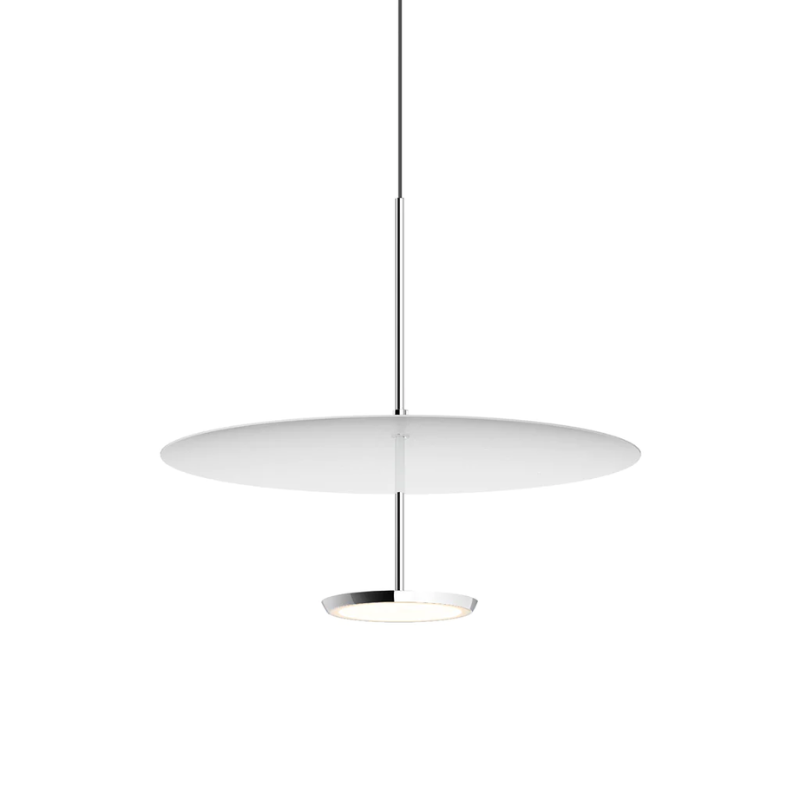 The Sky Dome Metal from Pablo Designs in Polished Aluminum and White, 18 inch size.