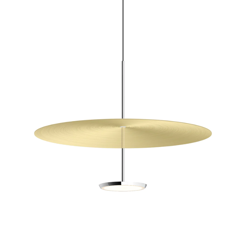 The Sky Dome Metal from Pablo Designs in Polished Aluminum and Brushed Brass, 24 inch size.