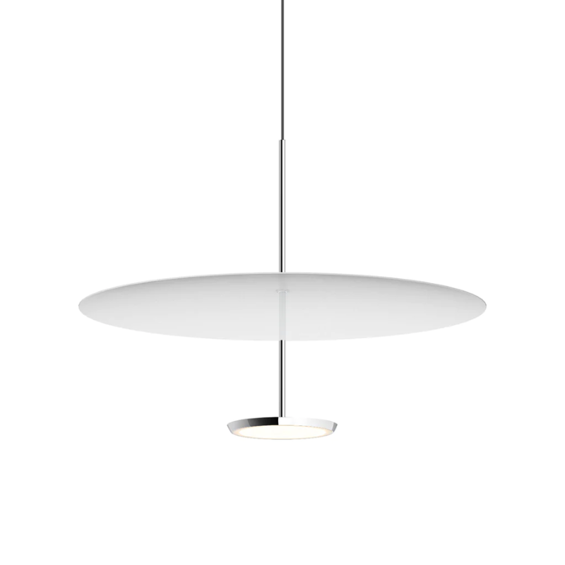 The Sky Dome Metal from Pablo Designs in Polished Aluminum and White, 24 inch size.