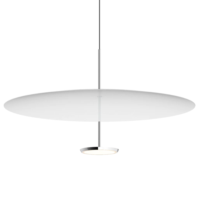 The Sky Dome Metal from Pablo Designs in Polished Aluminum and White, 32 inch size.
