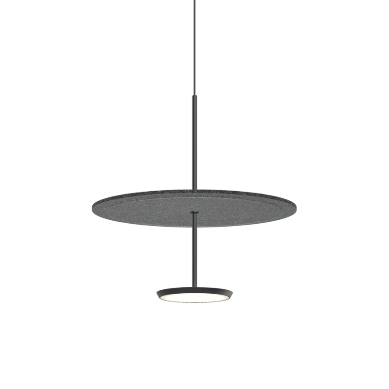 The 18 inch Sky Sound from Pablo Designs with the matte black lamp finish and anthracite felt dome.