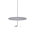 The 18 inch Sky Sound from Pablo Designs with the polished aluminum lamp finish and stone grey felt dome.