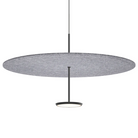 The 32 inch Sky Sound from Pablo Designs with the matte black lamp finish and stone grey felt dome.