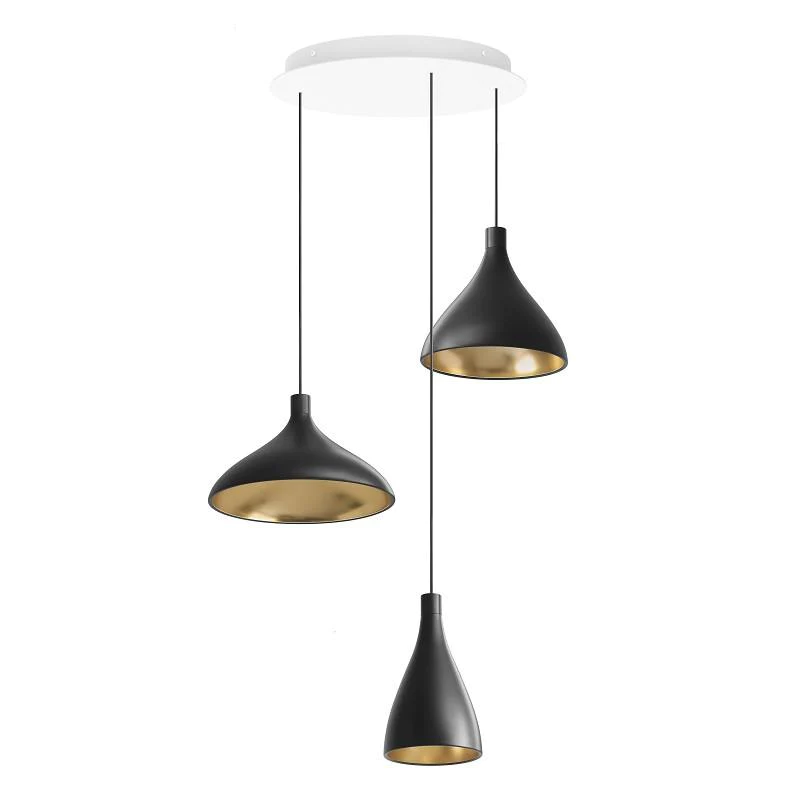 The Swell Chandelier from Pablo Designs with 3 pendants in black.