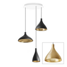 The Swell Chandelier from Pablo Designs with 3 pendants in brass.
