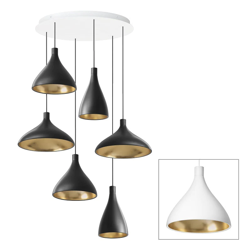 The Swell Chandelier from Pablo Designs with 6 pendants in white.