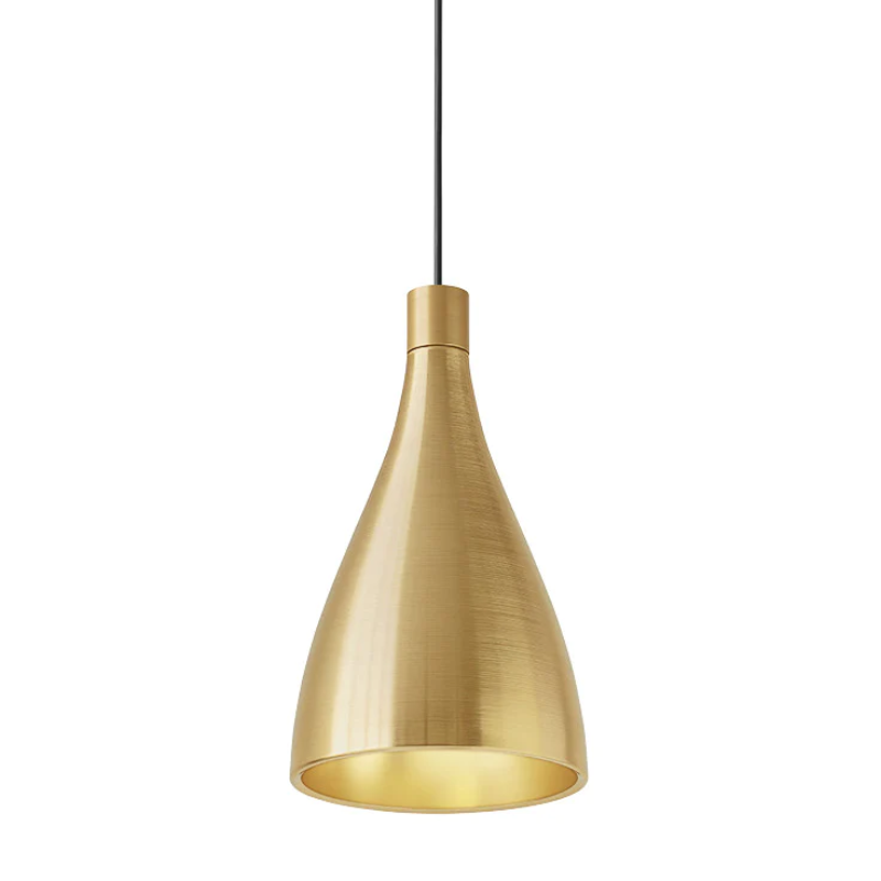 The Swell Single pendant from Pablo Designs in the narrow style and brass finish.
