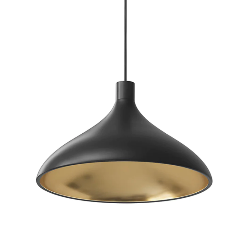 The Swell Single pendant from Pablo Designs in the wide style and black finish.
