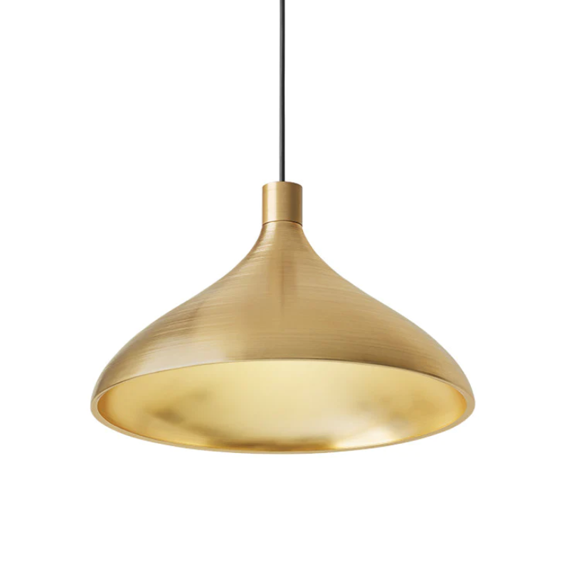 The Swell Single pendant from Pablo Designs in the wide style and brass finish.