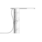 The T.O Table from Pablo Designs with the Carrara Marble base and Chrome arm.