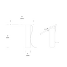 The dimensions of the T.O Table from Pablo Designs.