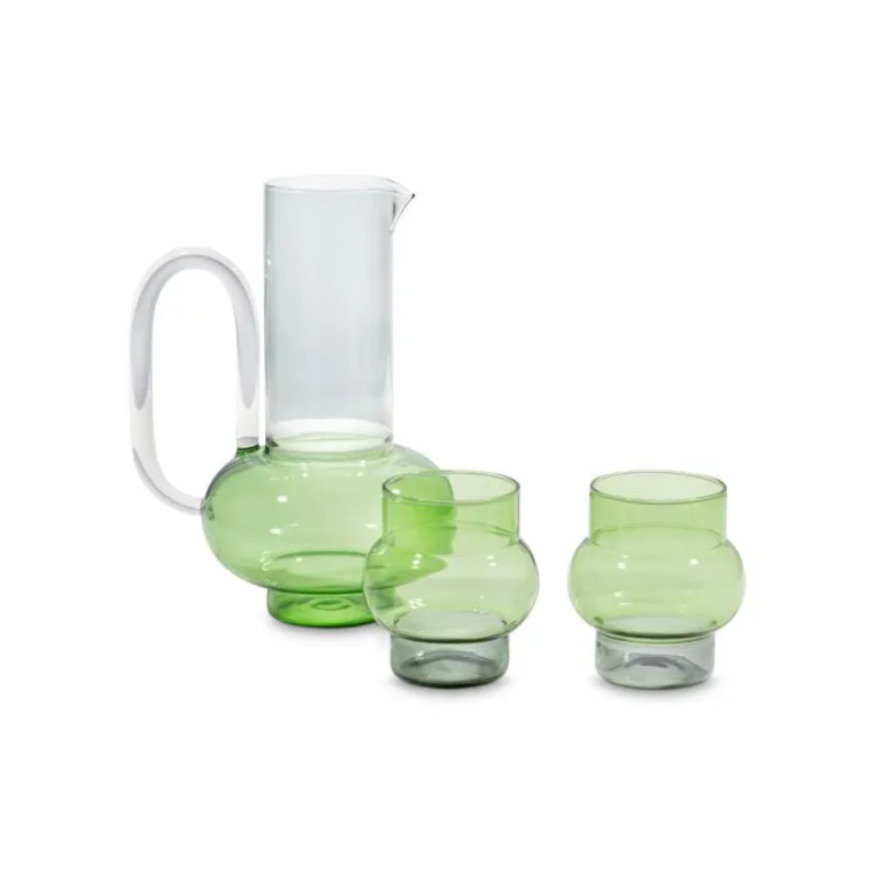 The Bump Short Glasses Green (Set of 2) from Tom Dixon with the Bump Jug.