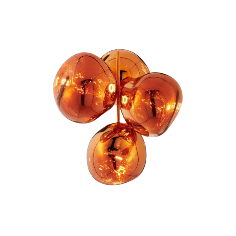 A swarm, huddle, herd, cluster or bunch; there are a thousand ways of configuring our lamps to produce an extraordinary lighting arrangement. The latest additions to Tom Dixon's Melt family includes the Melt Small Chandelier, featuring four orbs protruding from polished tubes and measuring one meter high. Fitted with their new LED module, Tom Dixon's Melt Chandeliers are an attempt to rethink the contemporary chandelier.