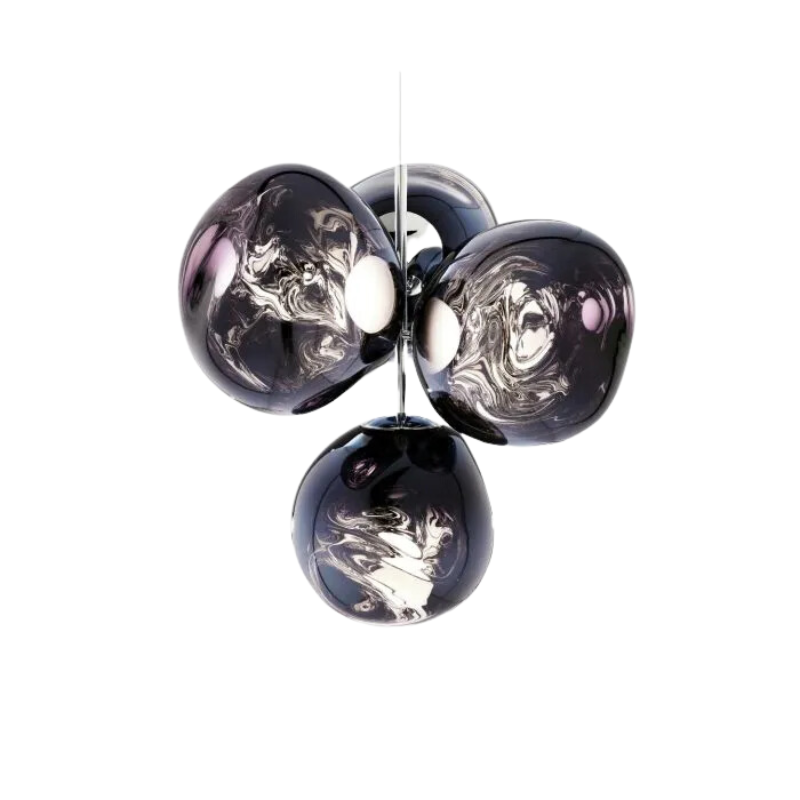 A swarm, huddle, herd, cluster or bunch; there are a thousand ways of configuring our lamps to produce an extraordinary lighting arrangement. The latest additions to Tom Dixon's Melt family includes the Melt Small Chandelier, featuring four orbs protruding from polished tubes and measuring one meter high. Fitted with their new LED module, Tom Dixon's Melt Chandeliers are an attempt to rethink the contemporary chandelier.