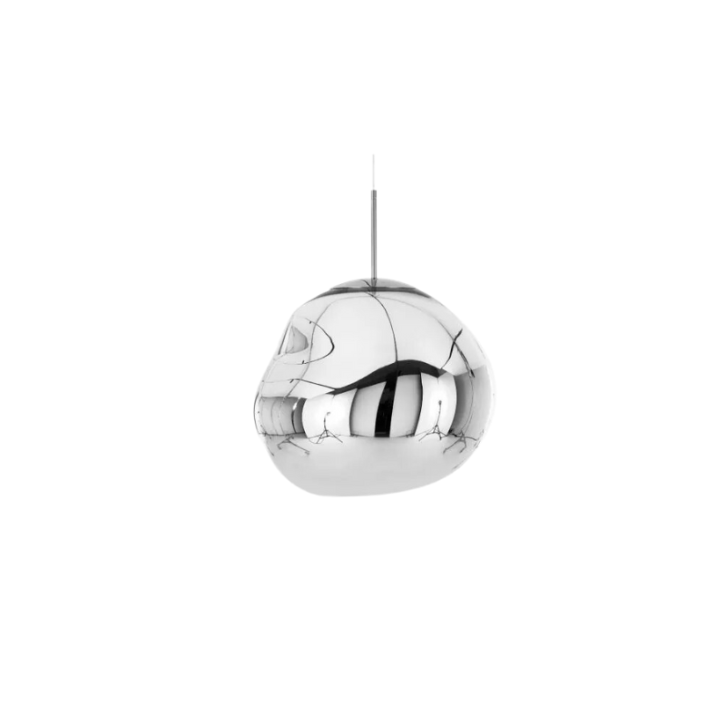 Tom Dixon's Melt is a beautifully distorted pendant in a modern Smoke finish and matching ceiling rose. Featuring our intergrated LED module, this ceiling light creates a mesmirizing melting hot-blown glass effect when on and a mirror-finish effect when off. Made in Germany using a high tech manufacturing technique to achieve the perfect melted orb.