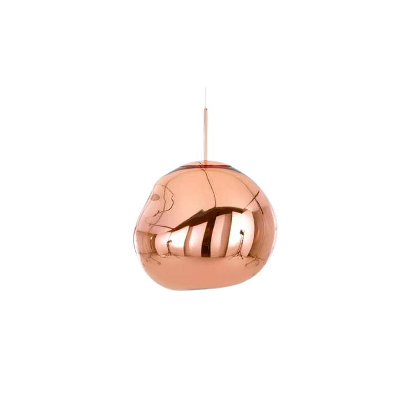 Tom Dixon's Melt is a beautifully distorted pendant in a modern Smoke finish and matching ceiling rose. Featuring our intergrated LED module, this ceiling light creates a mesmirizing melting hot-blown glass effect when on and a mirror-finish effect when off. Made in Germany using a high tech manufacturing technique to achieve the perfect melted orb.