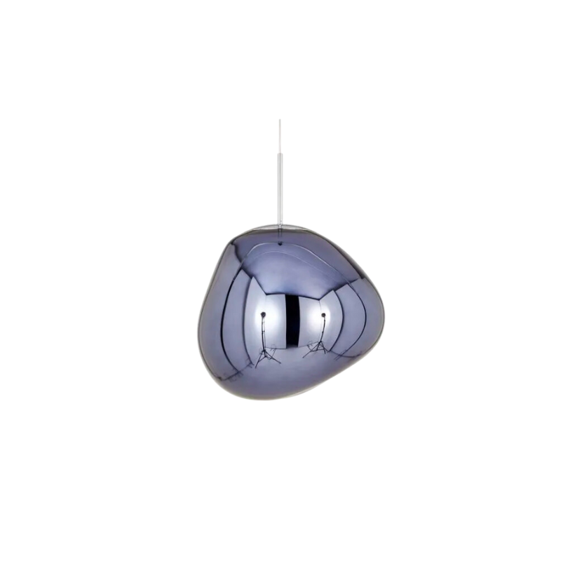 Tom Dixon's Melt is a beautifully distorted pendant in a modern Smoke finish and matching ceiling rose. Featuring our intergrated LED module, this ceiling light creates a mesmirizing melting hot-blown glass effect when on and a mirror-finish effect when off. Made in Germany using a high tech manufacturing technique to achieve the perfect melted orb.