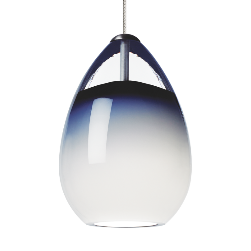 The steel blue hand-blown glass Alina Pendant from Visual Comfort & Co. 