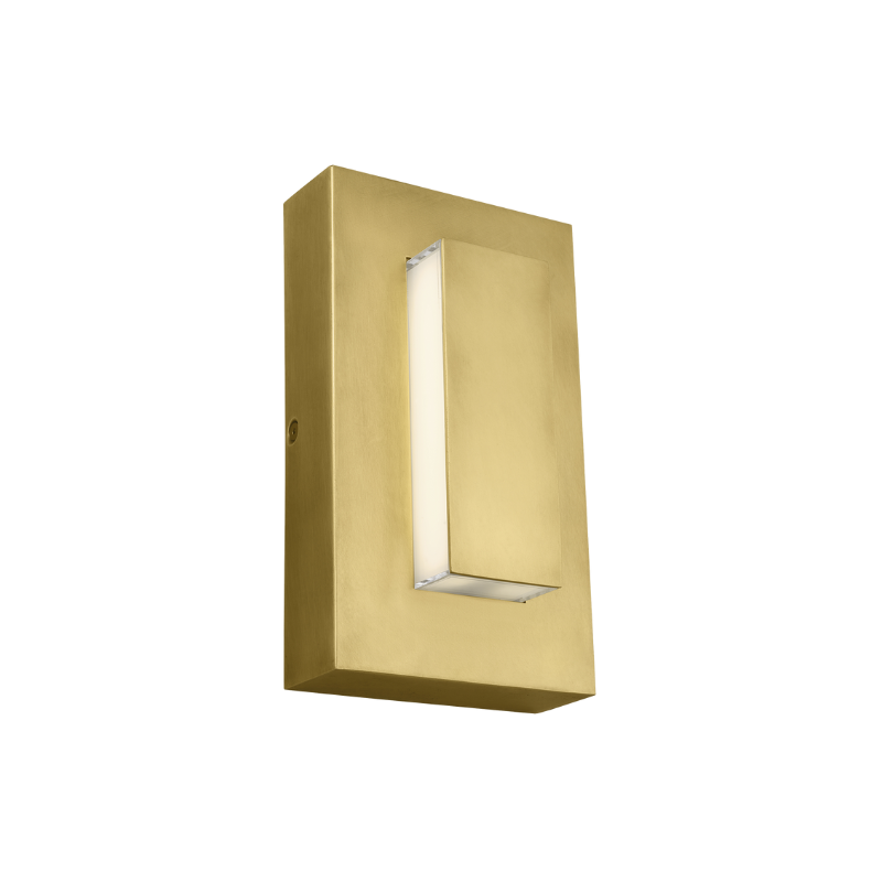 The 8 inch Aspen Outdoor Wall Sconce from Visual Comfort and Co in natural brass.