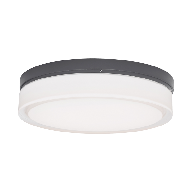 The large Cirque Outdoor Flush Mount from Visual Comfort and Co in charcoal.