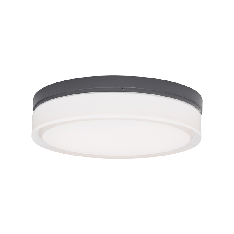 The small Cirque Outdoor Flush Mount from Visual Comfort and Co in charcoal.