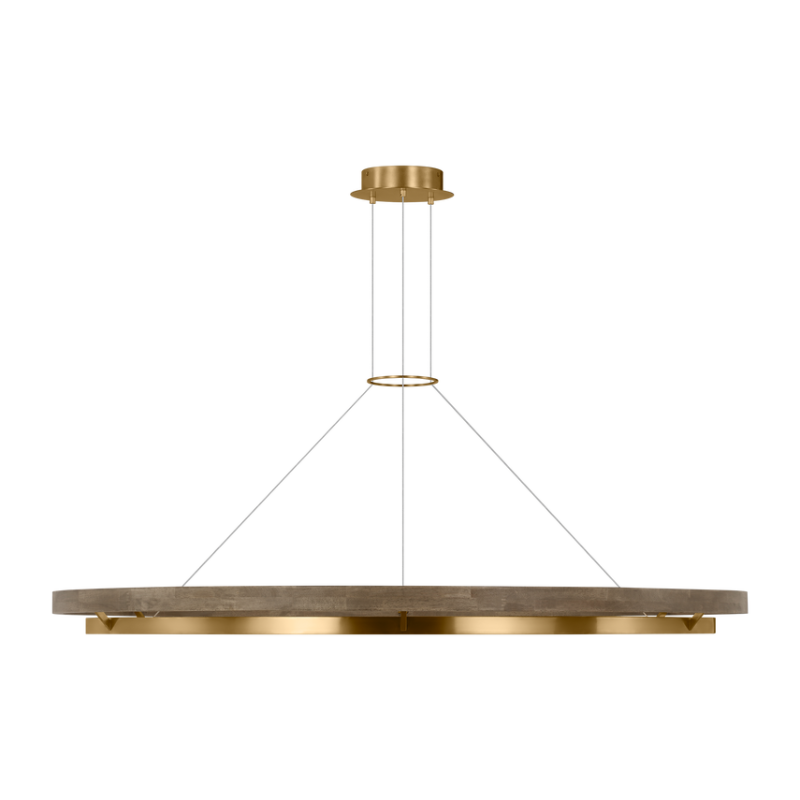 The Grace Chandelier by Sean Lavin is designed with two rings that illuminate this contemporary chandelier. A large outer ring provides organic texture while complemented by a decorative inner ring, housing gently diffused upward and downward LEDs.