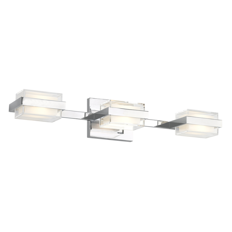 The Kamden 3-Light Bathroom Fixture from Visual Comfort & Co. in chrome.