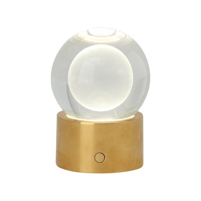The Mina Accent Rechargeable Table Lamp from Visual Comfort and Co in brass.