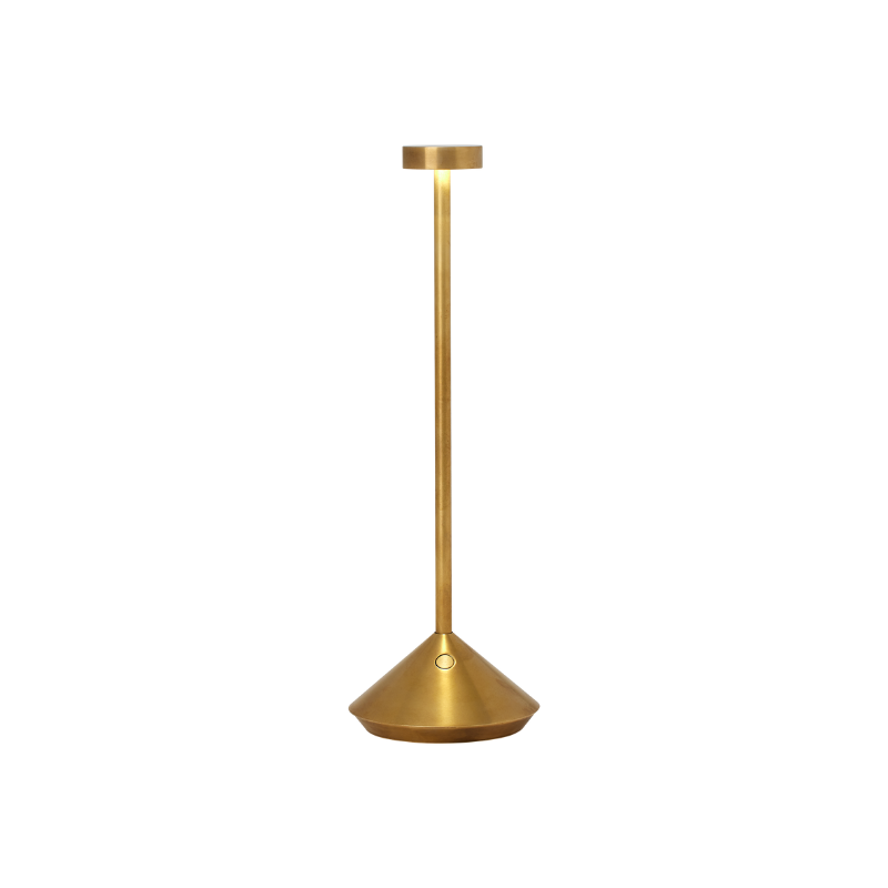 The Moneta Rechargeable Table Lamp from Visual Comfort and Co in natural brass.