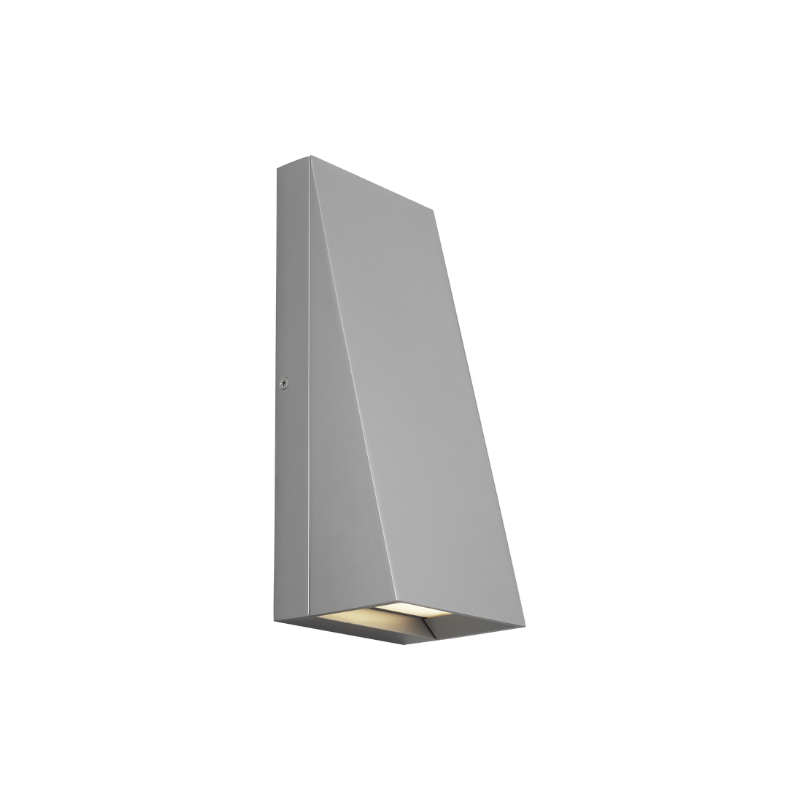 The 12 inch Pitch Rectangular Outdoor Wall Sconce from Visual Comfort and Co in silver.