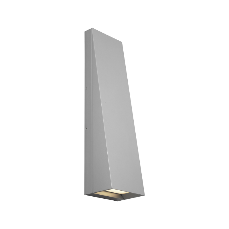 The 19 inch Pitch Rectangular Outdoor Wall Sconce from Visual Comfort and Co in silver.