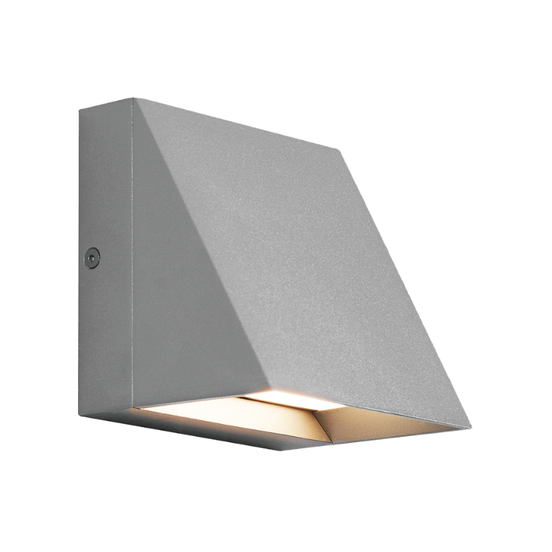 The Pitch Square Outdoor Wall Sconce from Visual Comfort and Co in silver.