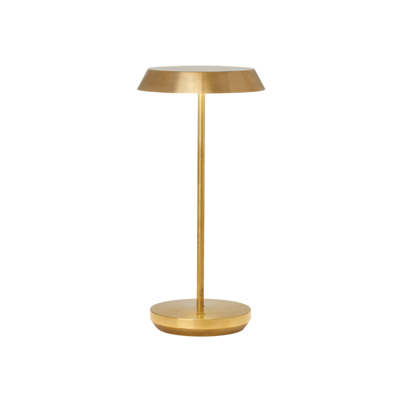 The Tepa Accent Rechargeable Table Lamp from Visual Comfort and Co in natural brass.