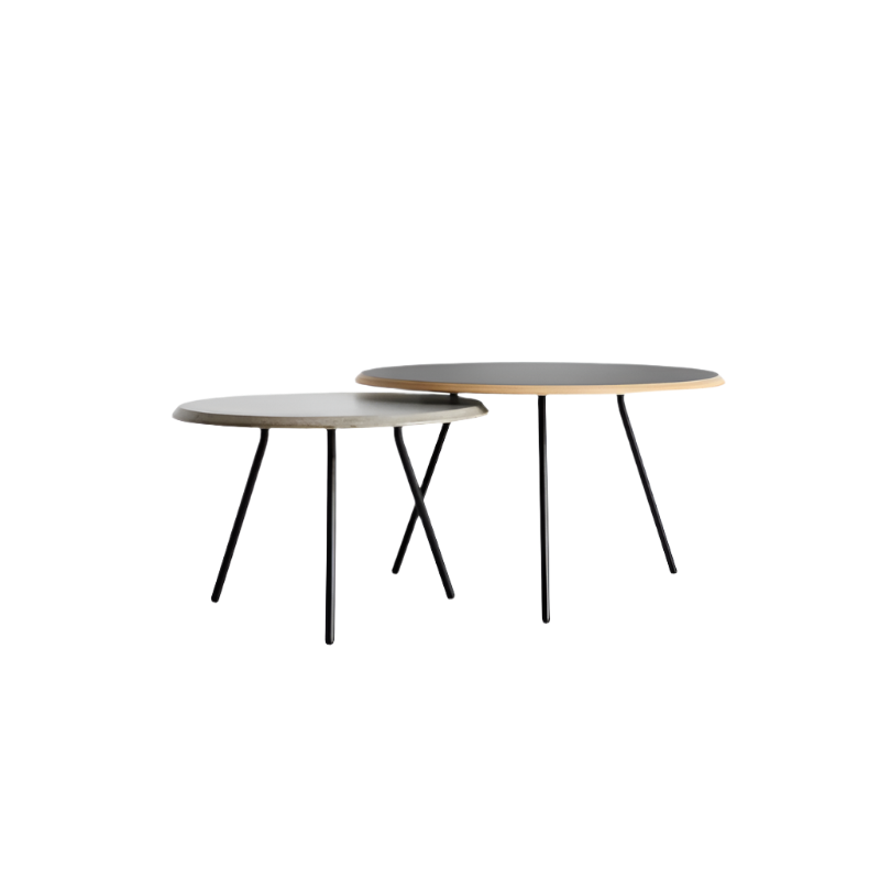 A black and concrete Soround Coffee Table from Woud.