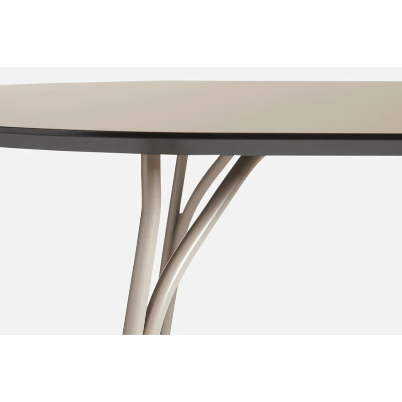 A close up on a Tree Dining Table from Woud in beige.