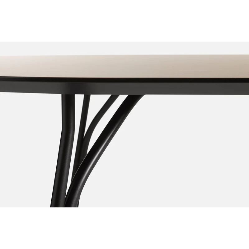 A close up on a Tree Dining Table from Woud in beige and black.