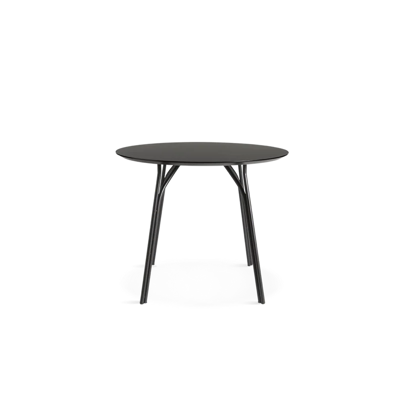 A small Tree Dining Table from Woud in black from a new side angle.