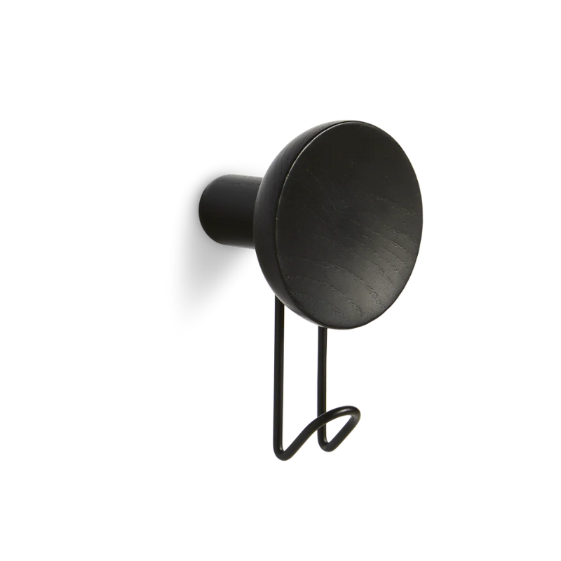 The Around Wall Hanger (Large) from Woud in black with a black hook.