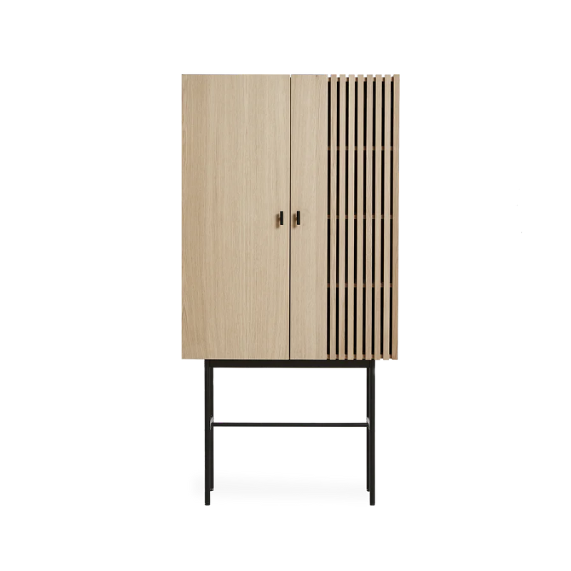 The Array Highboard from Woud in white pigmented oak.