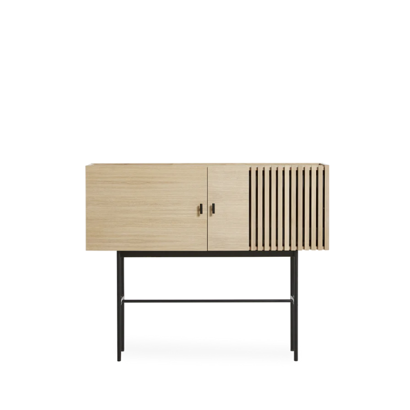 The small Array Sideboard from Woud in white pigmented oak.