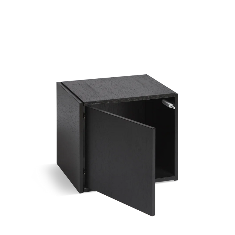 The Bricks Cube from Woud in black with the left door option.