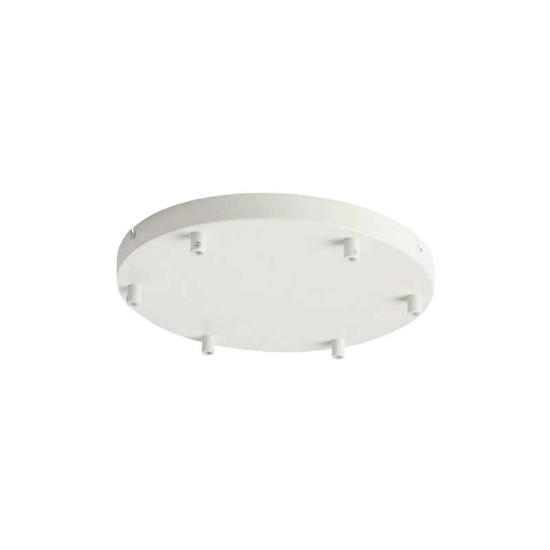 A Canopy for 6 Pendants from Woud in white.